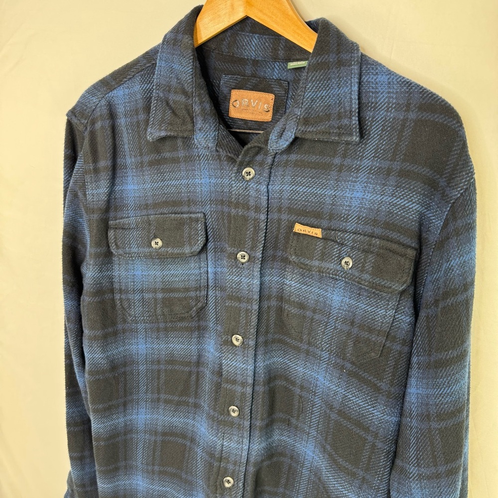 Orvis Navy and Black Plaid Shirt Jacket with Pockets Medium - Picture 4 of 7